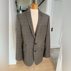 Ted Baker No Ordinary Joe Blazer 44 L Wool Check Sport Coat Blue Lining